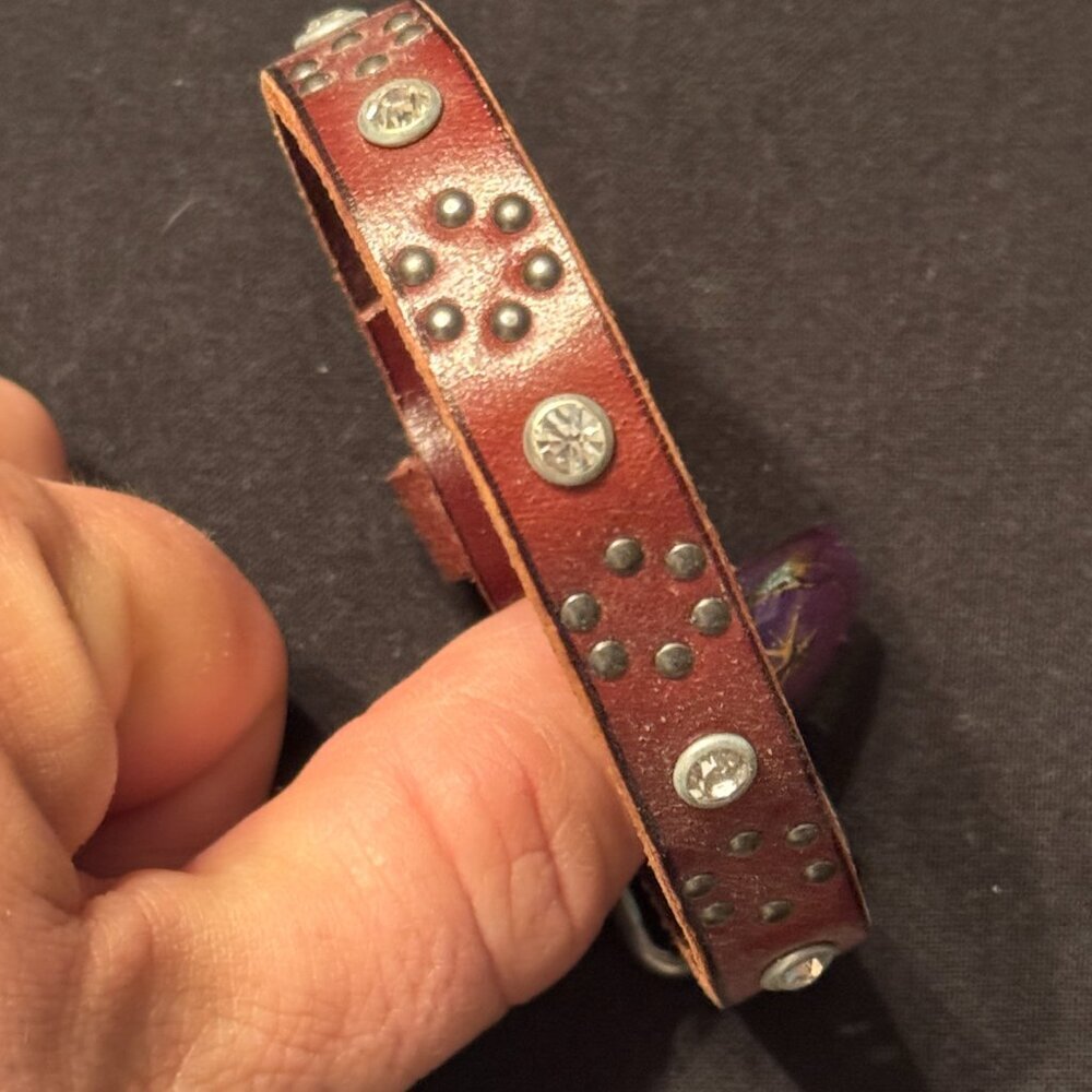 Vintage Handmade Leather Bracelet Studded